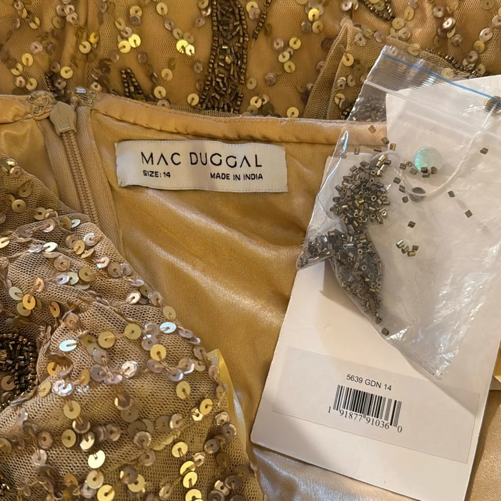 Mac Duggal Gold One Shoulder Dress - Picture 15 of 16